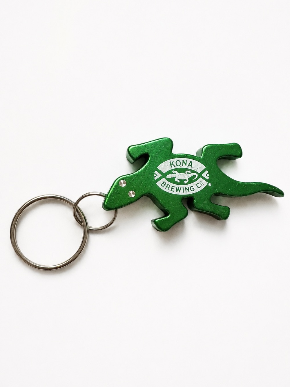 Kona Brewing Co Green Metal Bottle Opener Keychain Gecko Beer Collectible